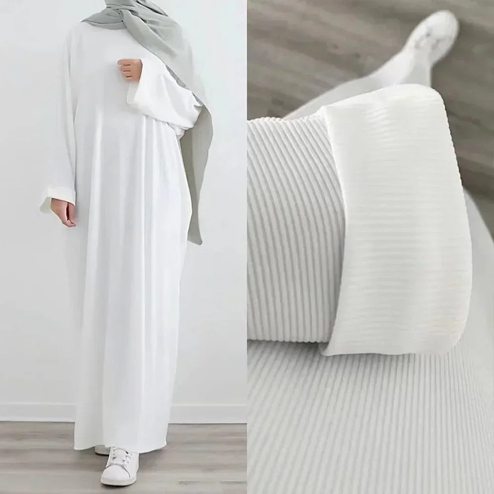 Autumn Rib Knit Abaya for Women Muslim Winter Clothes Casual Long Hijab Dress Islamic